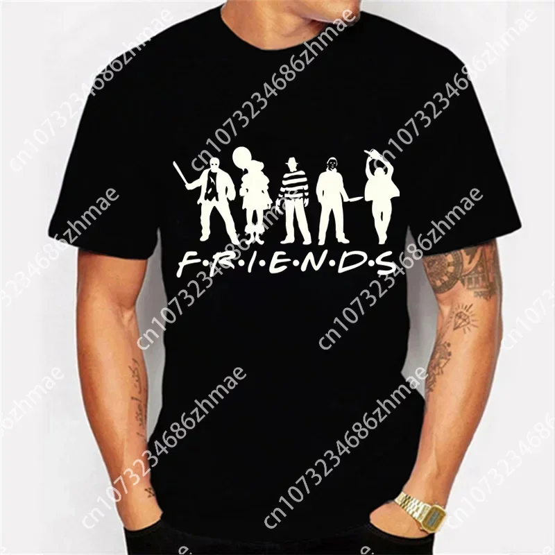 Friends Print Men T-shirt Halloween Horror Movies Trick or Treat Tshirt Fashion Harajuku T-shirt Friends Oversized Streetwear