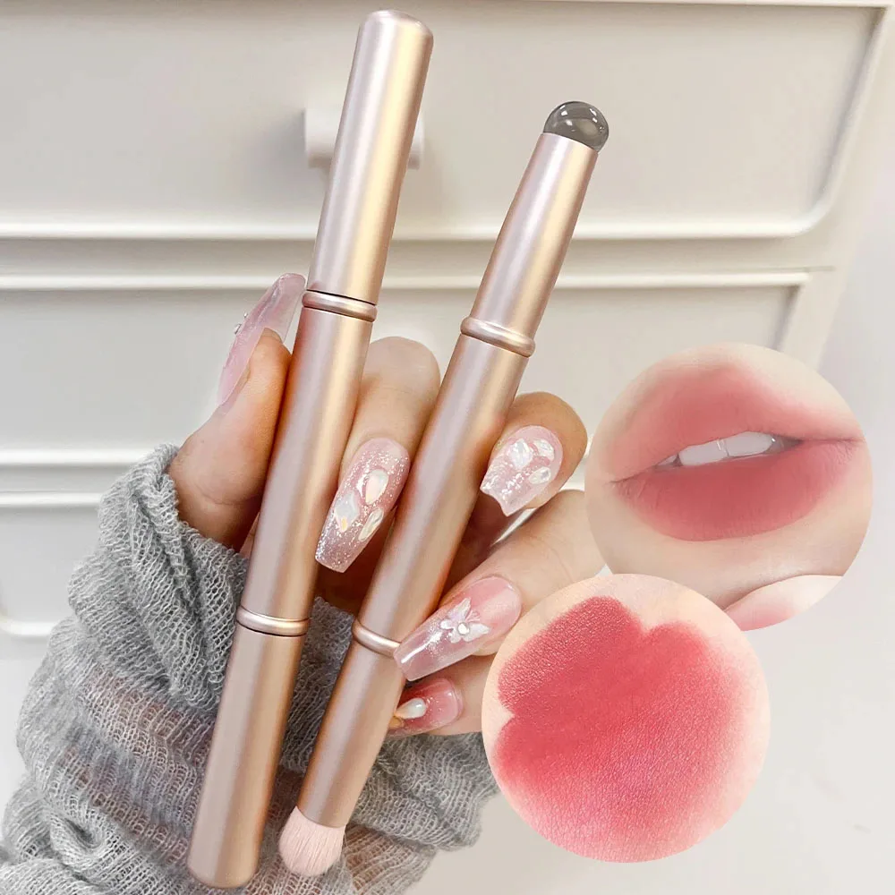 New Double-headed Jelly Silicone Slogan Lip Brush With Soft Fiber Hair Concealer MultiFunction Brush Eye Blooming Makeup Brushes