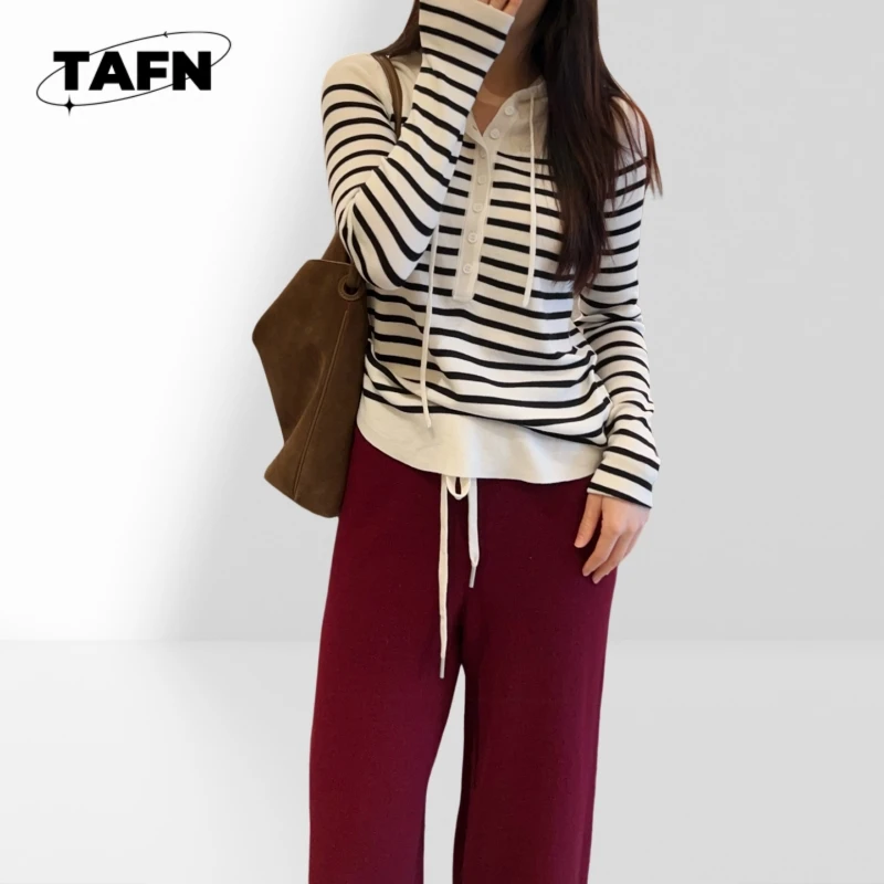 

25 New Korean Style Advanced Cashmere Warm Leisure Women's Sweater Striped Color Matching Trendy High Quality ComfortableA25067
