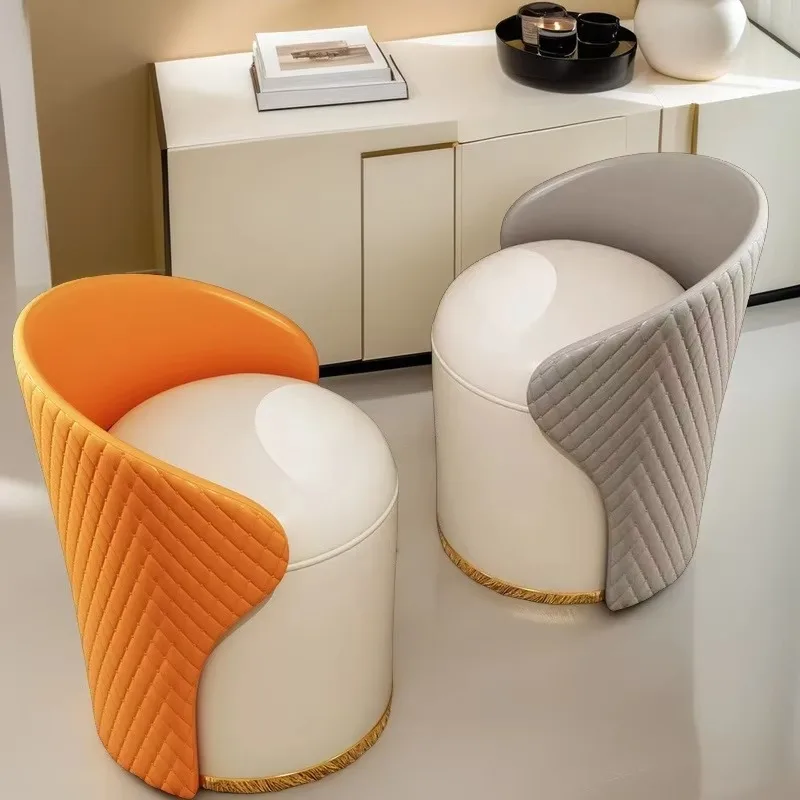 Modern and Simple Wood Makeup Stool Home Use Dressing Table Stool Multifunctional Rotation Living Room Luxury Chair Low Stool