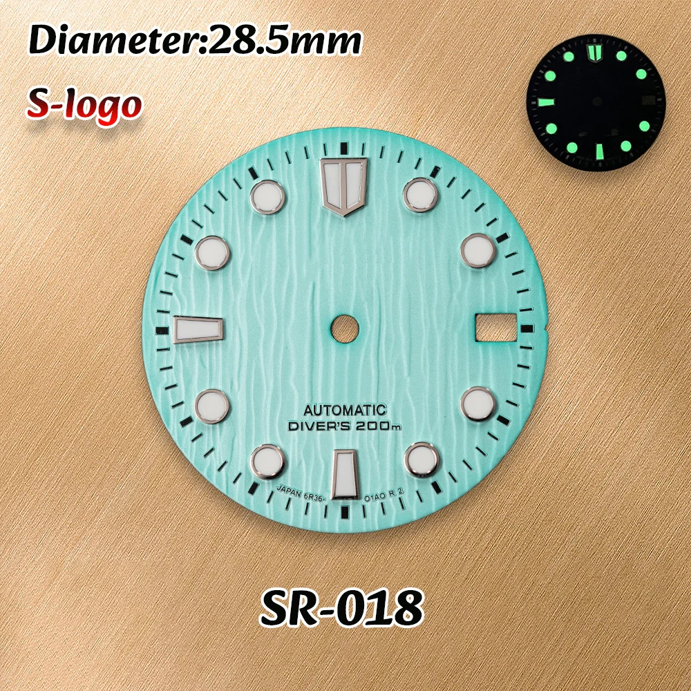 S Logo 28,5 mm 3D Ocean Glaciers Quadrante NH36/NH35 movimenti C3 Orologi luminosi di alta qualità per uomo Accessori per la modifica dell'orologio