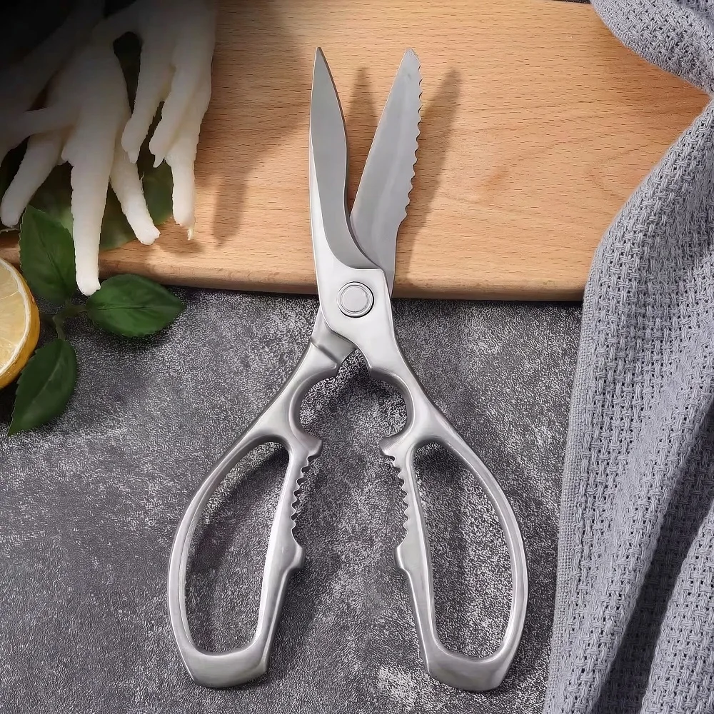 

Kitchen Scissors, All Stainless Steel, Heavy Duty Bone Shears, Multifunctional Sharp Food Scissors C2612