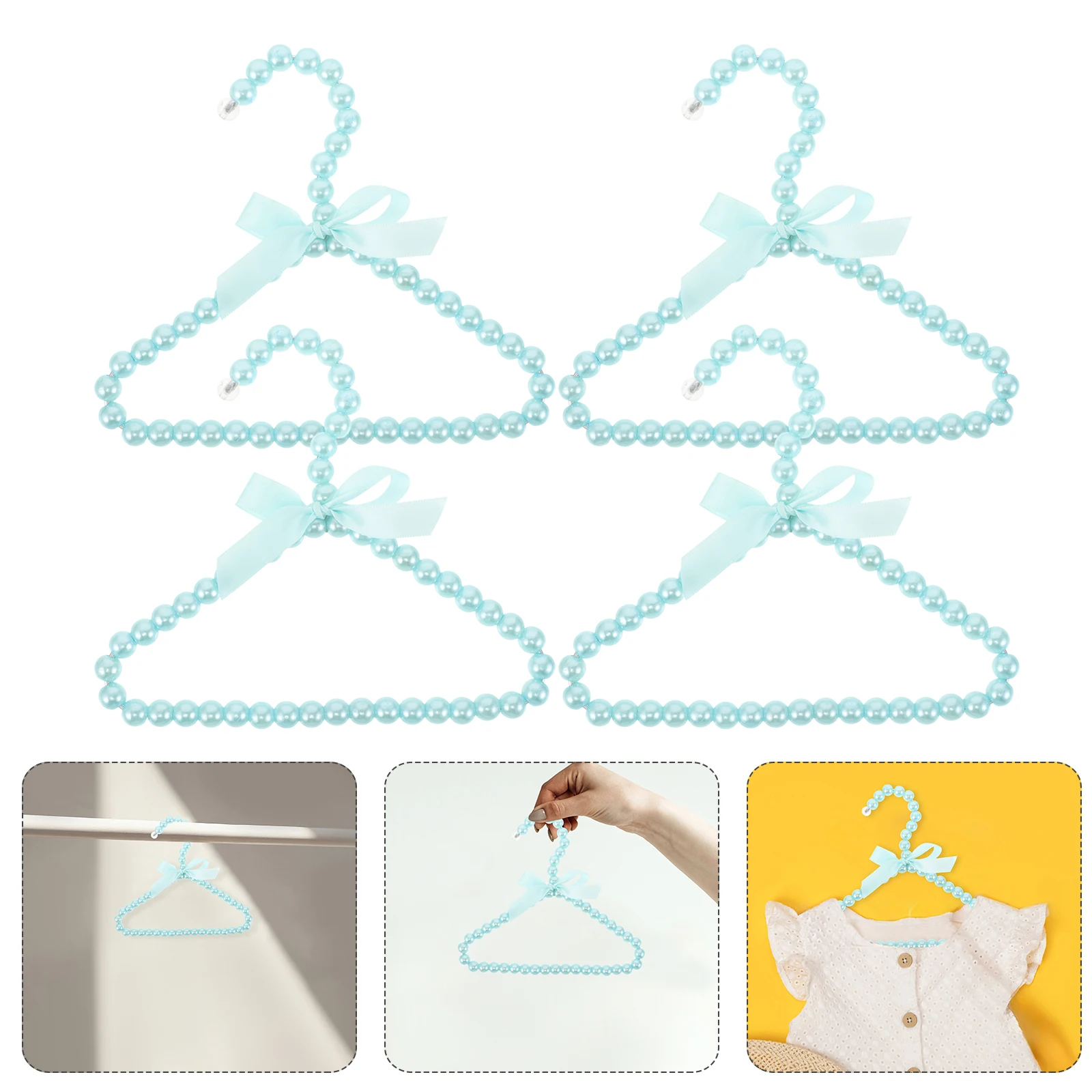 

4pcs Pet Clothes Hanger Elegant Pearl Design Small Dog Cat Coat Rack Durable Material for Home Grooming Salon Mini Pet Garment
