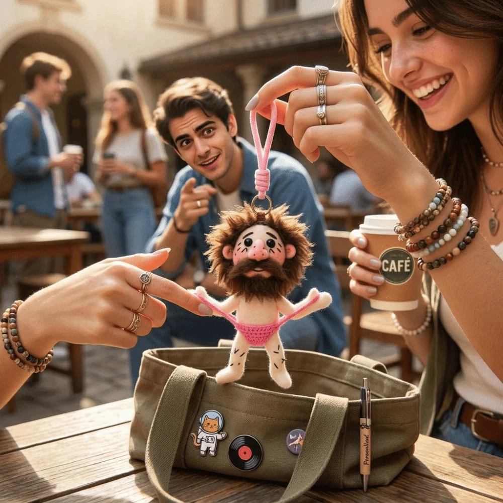 Whimsical Design Cartoon Figure Bag Pendant Soft Fabric Material Well-Crafted Funny Keychain Funny Pendant Vivid Appearance
