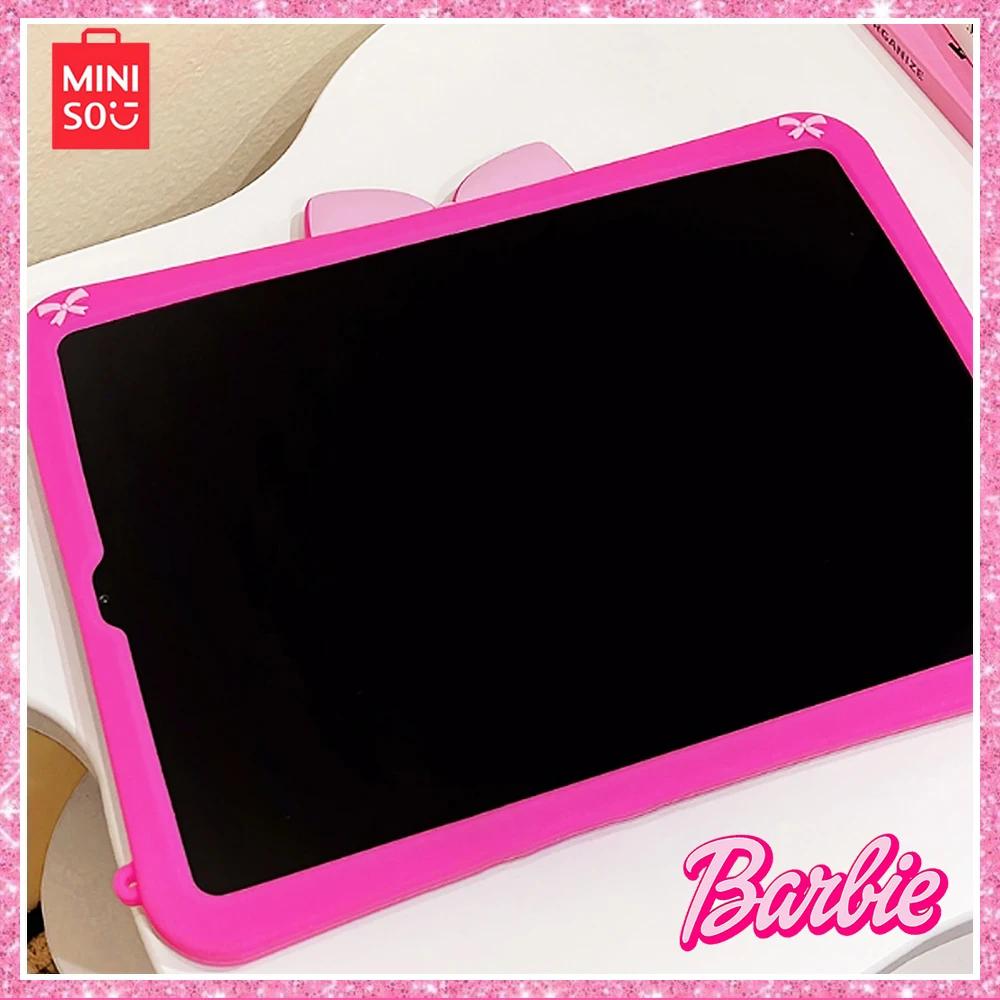 2024Miniso Barbie Pink New Bowknot Ipad /pro/air4/5 with Stand Silicone All-Inclusive Drop-Proof Tablet Case Girl Birthday Gift