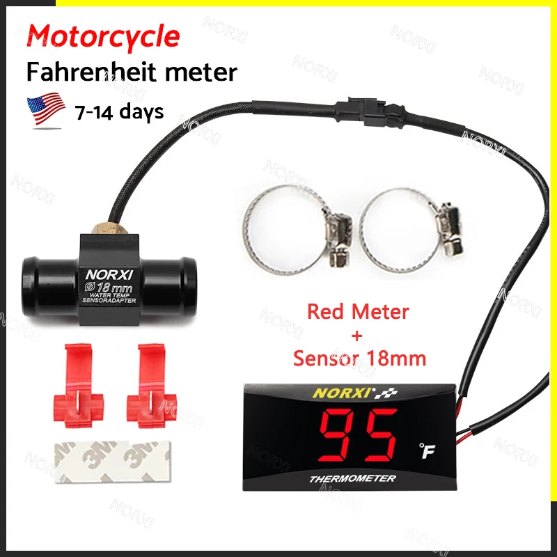 Motorcycle Water Temperature Gauge 32-248°F Digital Fahrenheit Meter with adapter Sensor Mini Meter For XMAX250 300 NMAX CB 400