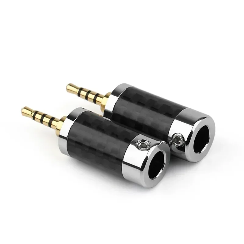 Jack 2.5Mm 3.5Mm 4 Tiang Steker Headphone untuk Colokan Solder Cangkang Serat Karbon Jack Audio Kabel Earphone 2.5 3.5 Konektor TRRS