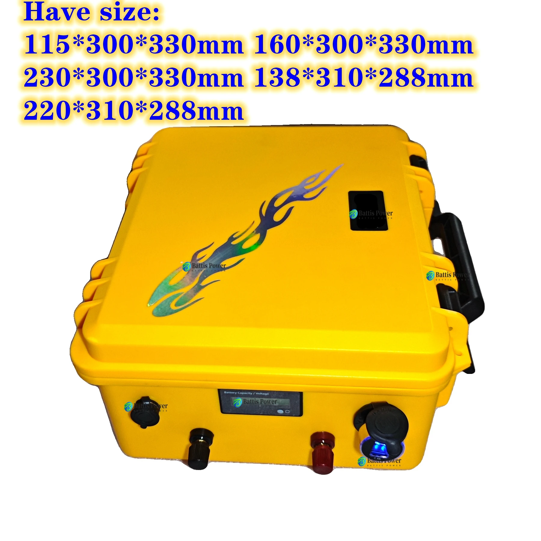 Teswatts 12V Lifepo4 60Ah 80Ah 100Ah 120Ah 150Ah 180Ah 200Ah Batería Battis Amarillo + Cargador 10A