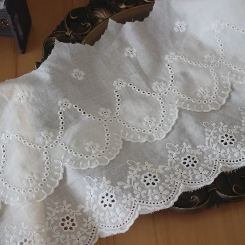 Cotton Embroidered Lace Fabric, Tablecloth, Home Textile, Handicrafts, Decoration, Lace Trimming, RS4663, 5Yards per Lot