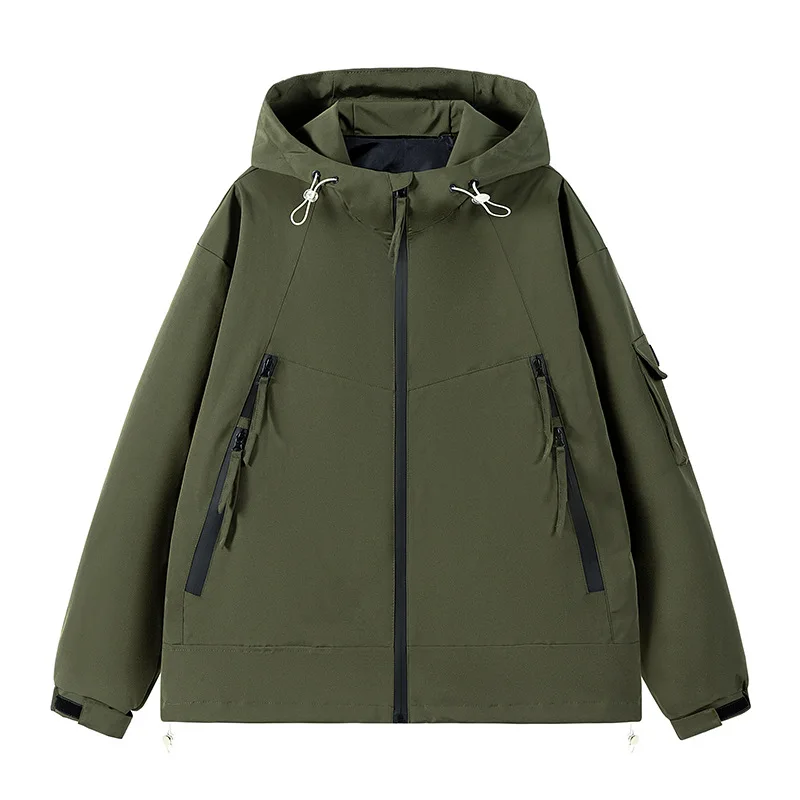 

Mens Retro Zip Up Oversized Jacket Casual Hooded Coat Tactical Outdoor Sports Climbing Waterproof Jacket 8XL Plus Size Clothes