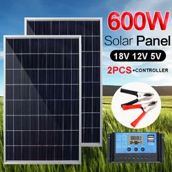 Banco de energía de Panel Solar fotovoltaico, 600W, con pinza de cocodrilo, resistencia al agua IP65, equipo de Camping