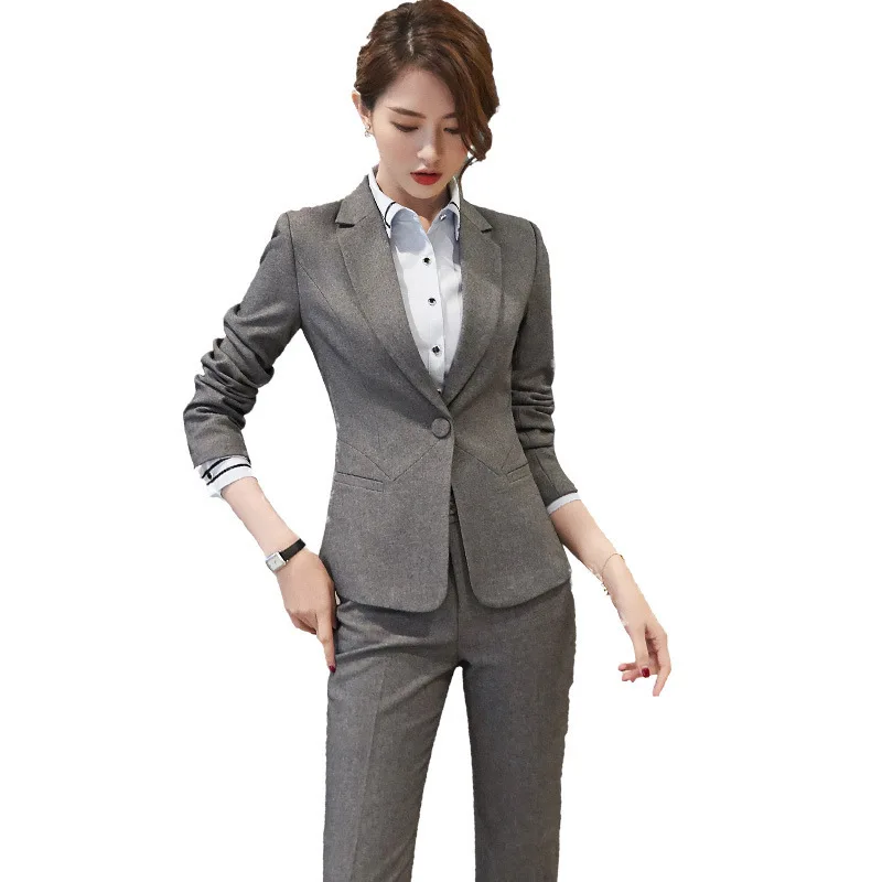 8928 Spring and Autumn Gray, Long Sleeve Business Suit Office White-Collar Workwear Workwear Business Formal Wear Suit