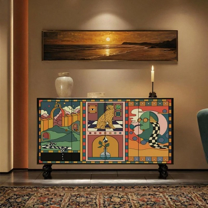

French solid wood dining side cabinet, living room against the wall, sofa side cabinet, simple modern chest cabinet
