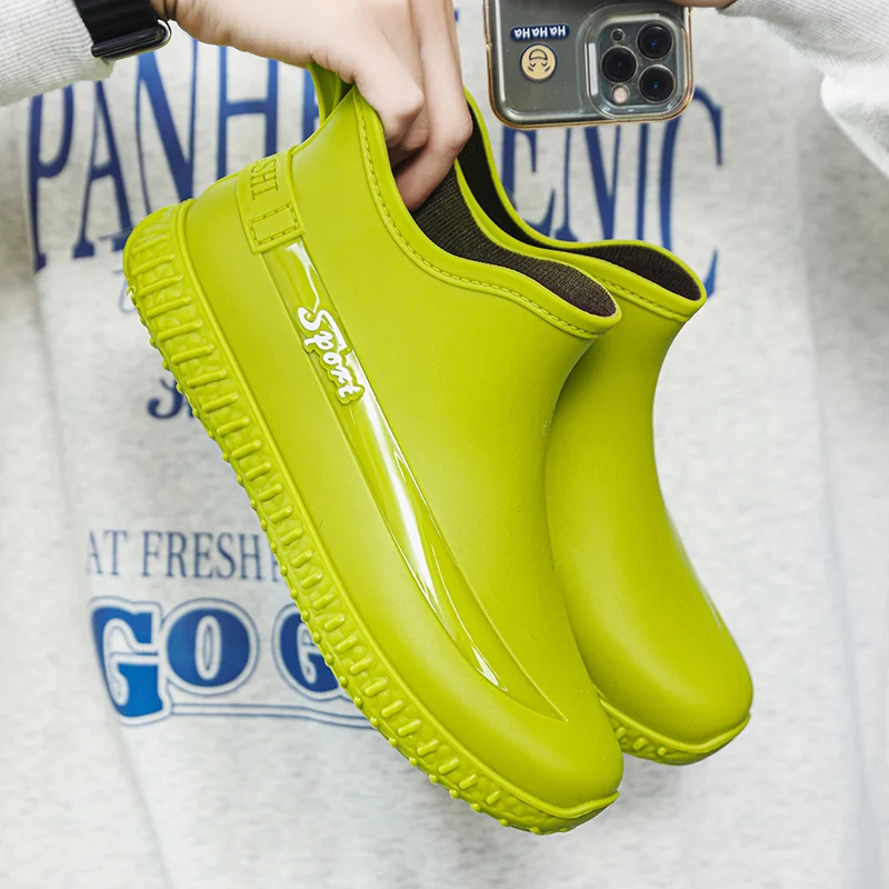 Brand Mens Rain Boots Chef Shoes Fishing Shoes Casual Waterproof Comfortable Trend Non-slip Strong Wear-resistant Boots High Top image 5