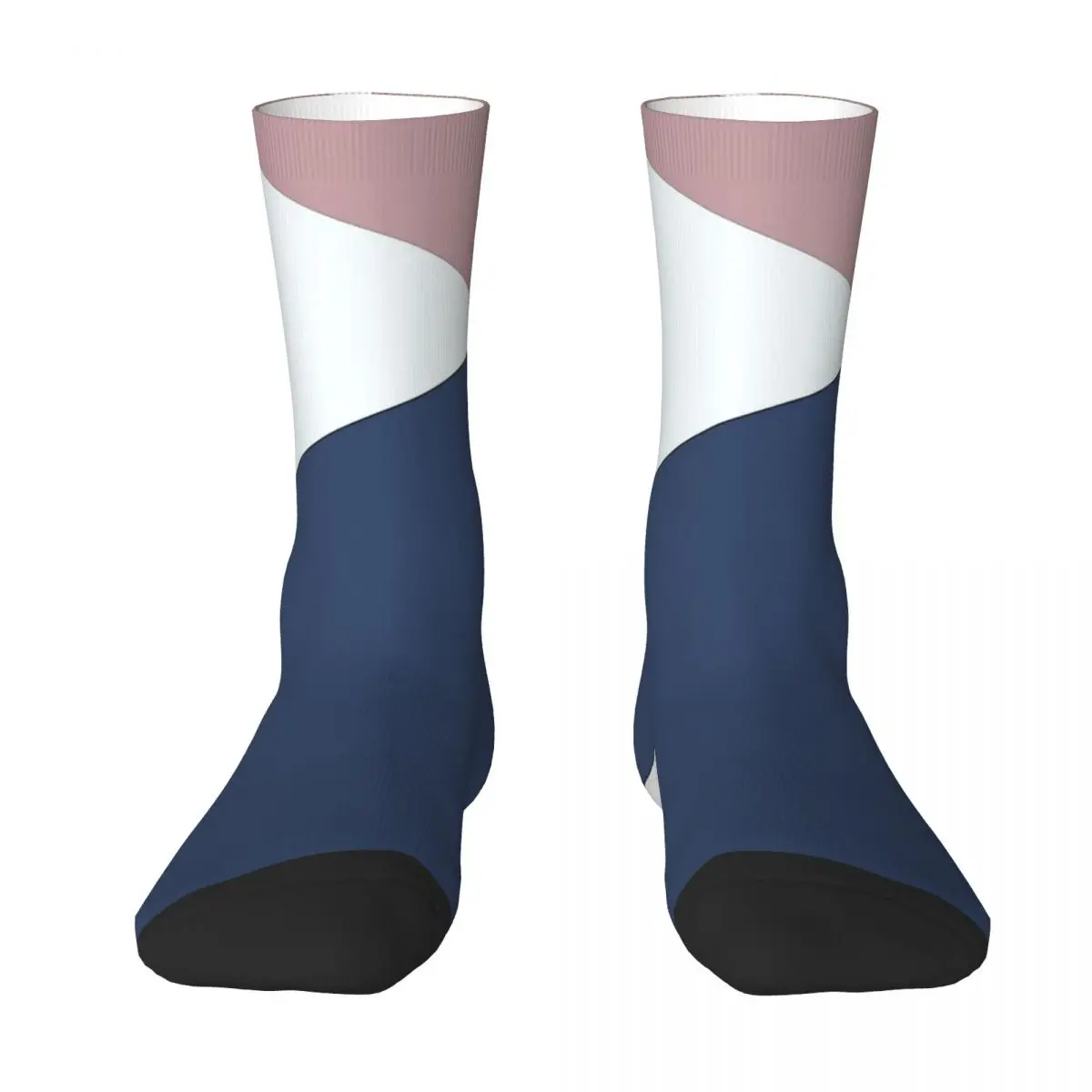 Geometrics - Blush Indigo Rose Gold Gloden White Navy Blue Geometric Kawaii Socks Travel Cartoon Pattern Socks