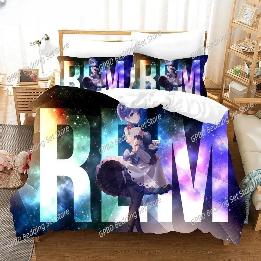 3D Print Cartoons Rem Ram 3D Bedding Set Duvet Cover Pillowcases Single Twin Full Queen King Size Home Decor Quilt Boys Gift