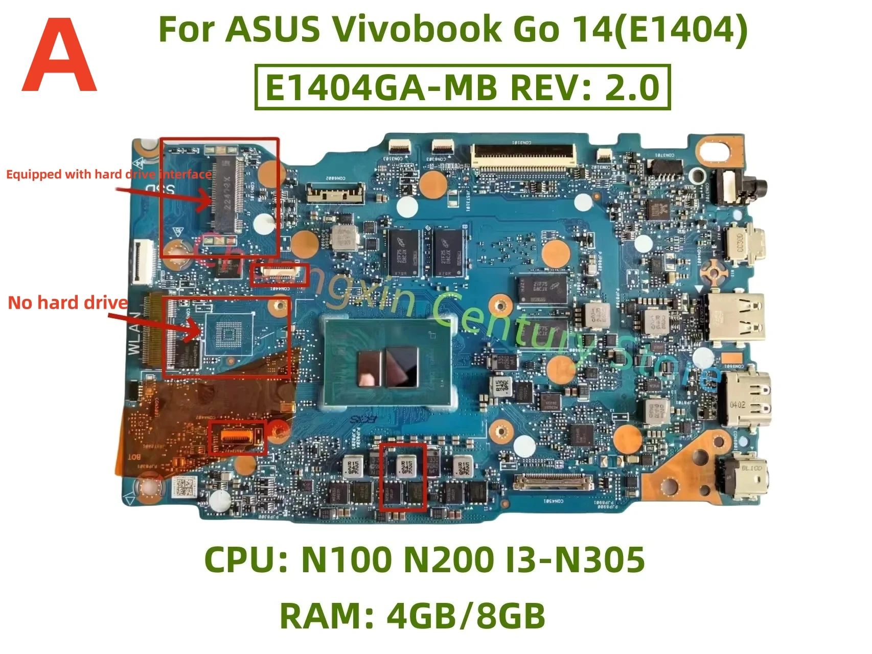 

E1404GA-MB REV: 2.0 Motherboard for ASUS Vivobook Go 14(E1404G) E1504G laptop with N100 N200 I3-N305 CPU RAM 4G/8G 100% testing