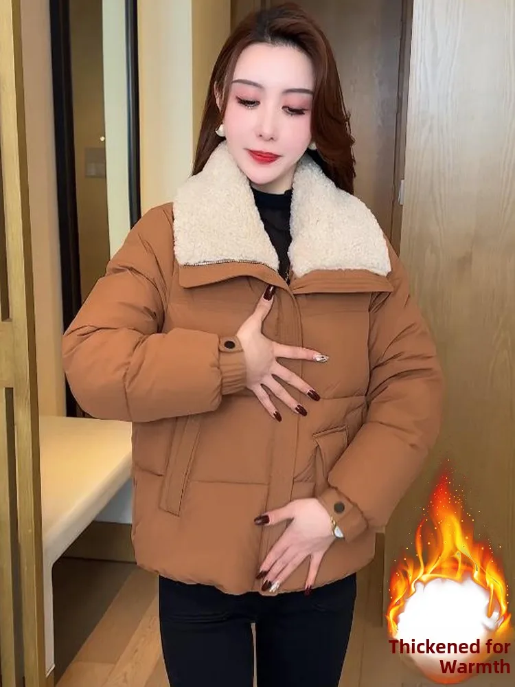 Thiened algodón acolchado Jaet mujer invierno nuevo Sle suelto adelgazante sensación de gama alta Thiened cuello de piel abrigo ort