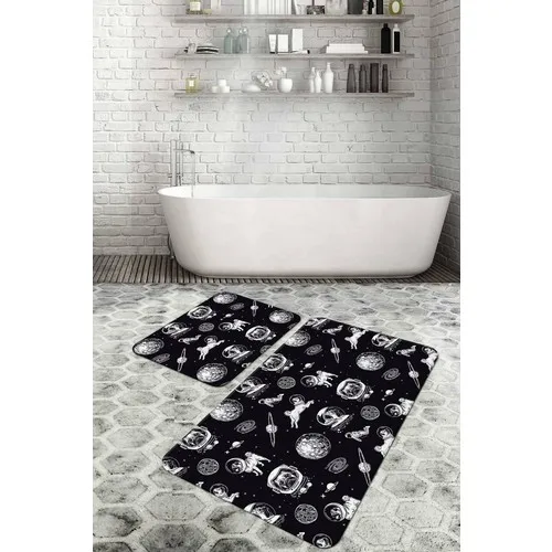 Bouquet Home 2'li Space and Dogs 100x60 cm-50x60 cm Bath Mat and Toilet Seat Pad