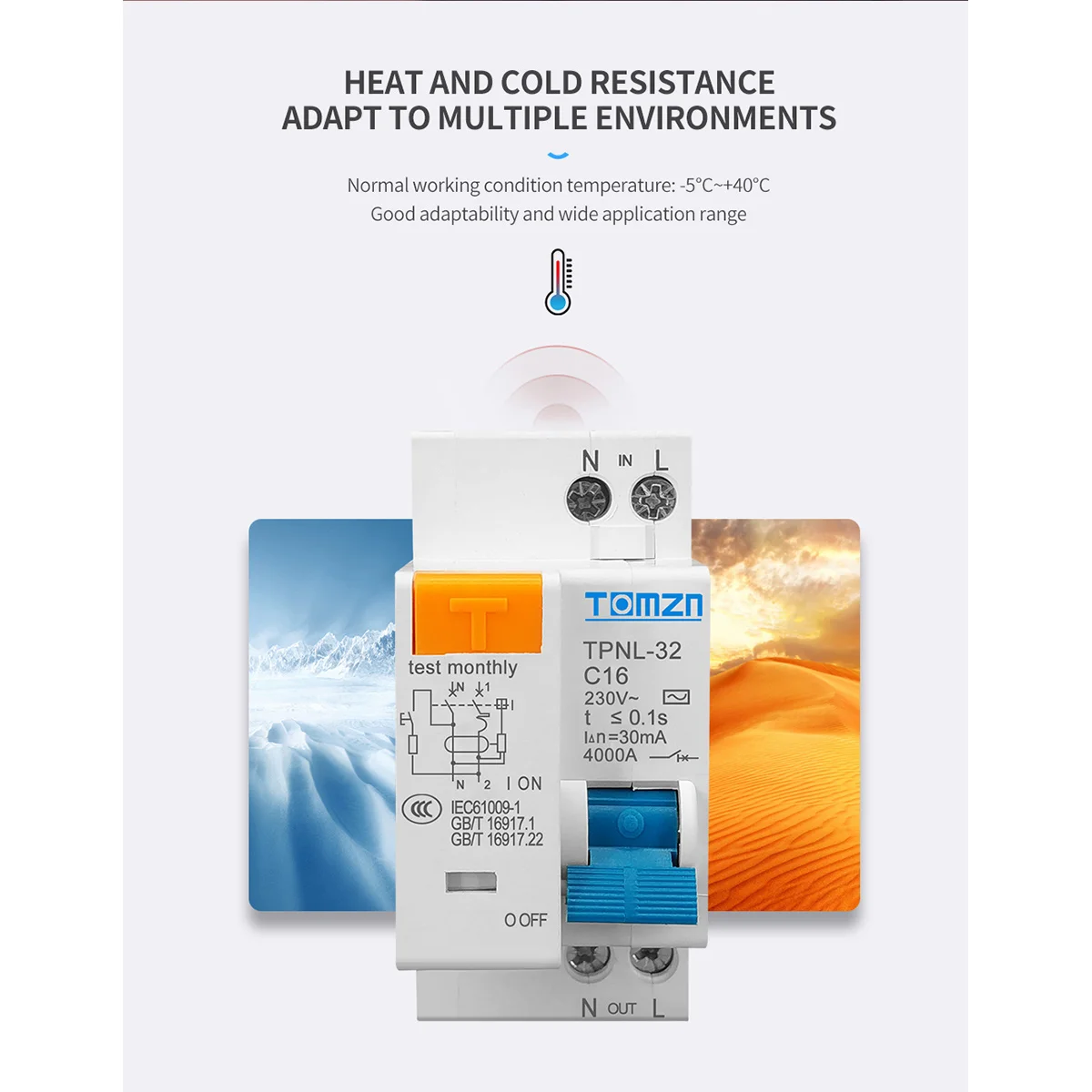 HOT TOMZN TPNL DPNL 230V 1P + N قطاع دارة التيار المتبقي مع حماية التيار الزائد والقصير RCBO MCB، TPNL 32A