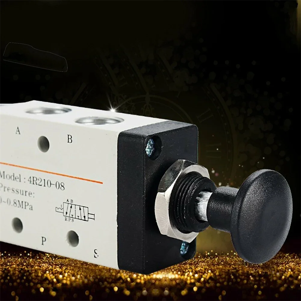 Manual 5W2P Pneumatic Valve 4R210-08 For Compressed Air Directional Control With T G1/4 And /8 Threaded Fittings