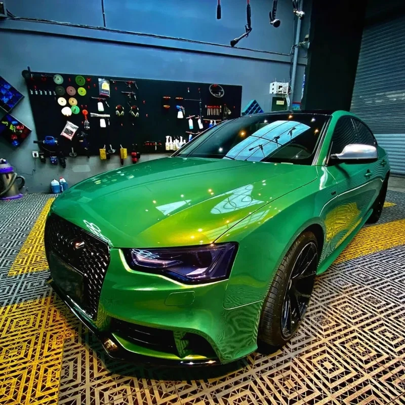 

Защитная пленка для кузова автомобиля, изменение цвета автомобиля, блестящая металлическая зеленая, серая клейкая пленка для кузова автомобиля, виниловая пленка из ПВХ