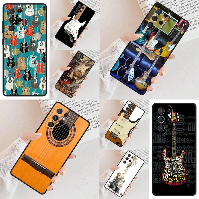 Guitar Electric Acoustic Instrumen Phone Case For Samsung Galaxy S24 S23 S22 S21 Ultra S10 Note 10 Pro S20 Plus FE S9 S8 Cover