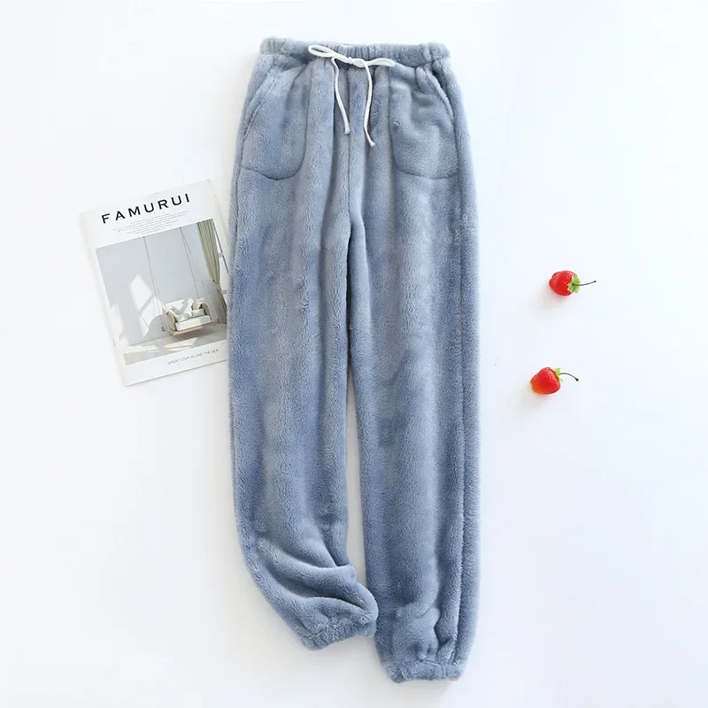 Fall/winter New Style Ladies Flannel Trousers Pajama Pants Thick Loose Color Cute Warm Close-up Pants Casual Home Pants Women