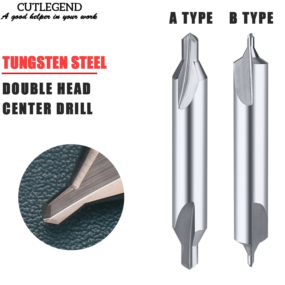 A/B tipo punte da trapano centrali in metallo duro 60 gradi A doppia testa 1 1.5 2 2.5 3 3.5 4 5mm strumento di perforazione in acciaio al tungsteno