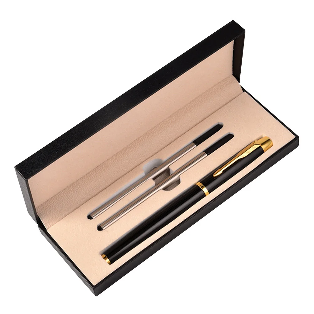 

1 Set Of Pen Black Refillable Stainless Steel Office Ballpoint Pen For Business Events Conference Journaling
