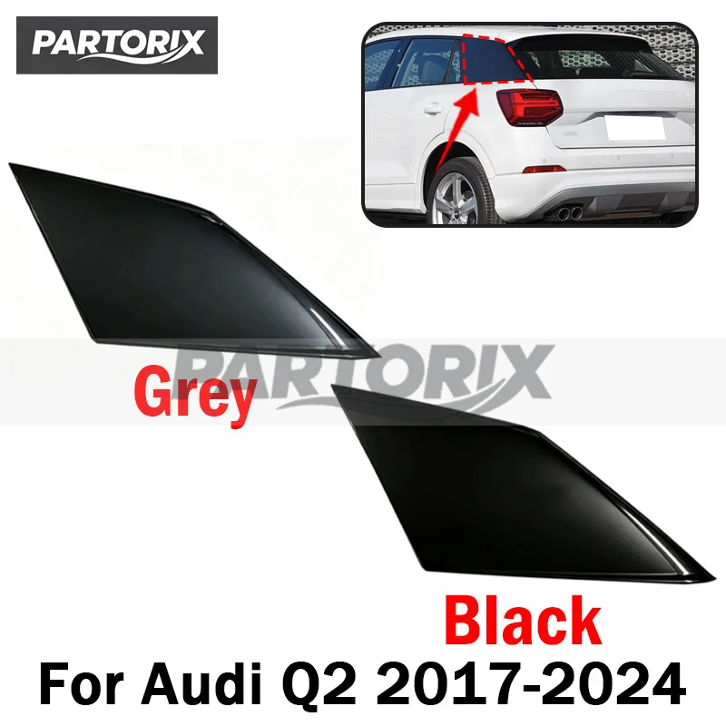 1Pair Black Or Grey Car C-pillar Cover  For Audi Q2 2017-2024 Triangular Window Glass Cover Plate Disassembly Parts