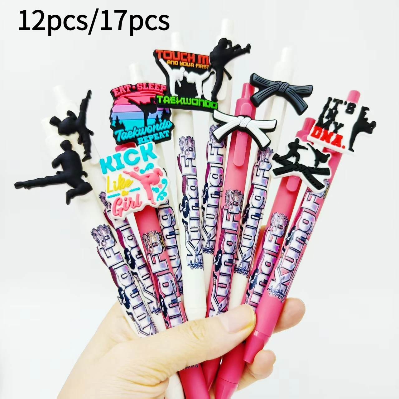

12pcs/17pcs China Kung Fu theme modeling gel pen white rouge pink multicolor printing press gel pen