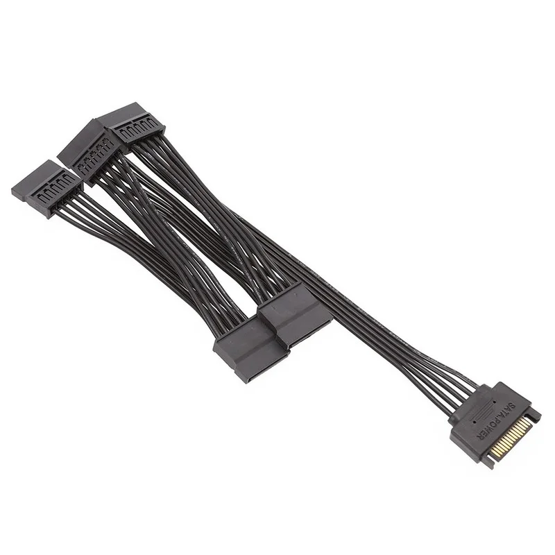 Cabo de Extensão SATA Power Hard Drive, 15 Pin, 1 macho para 5 Feminino Splitter Adapter, Cabo de Expansão Disco Rígido, 60cm