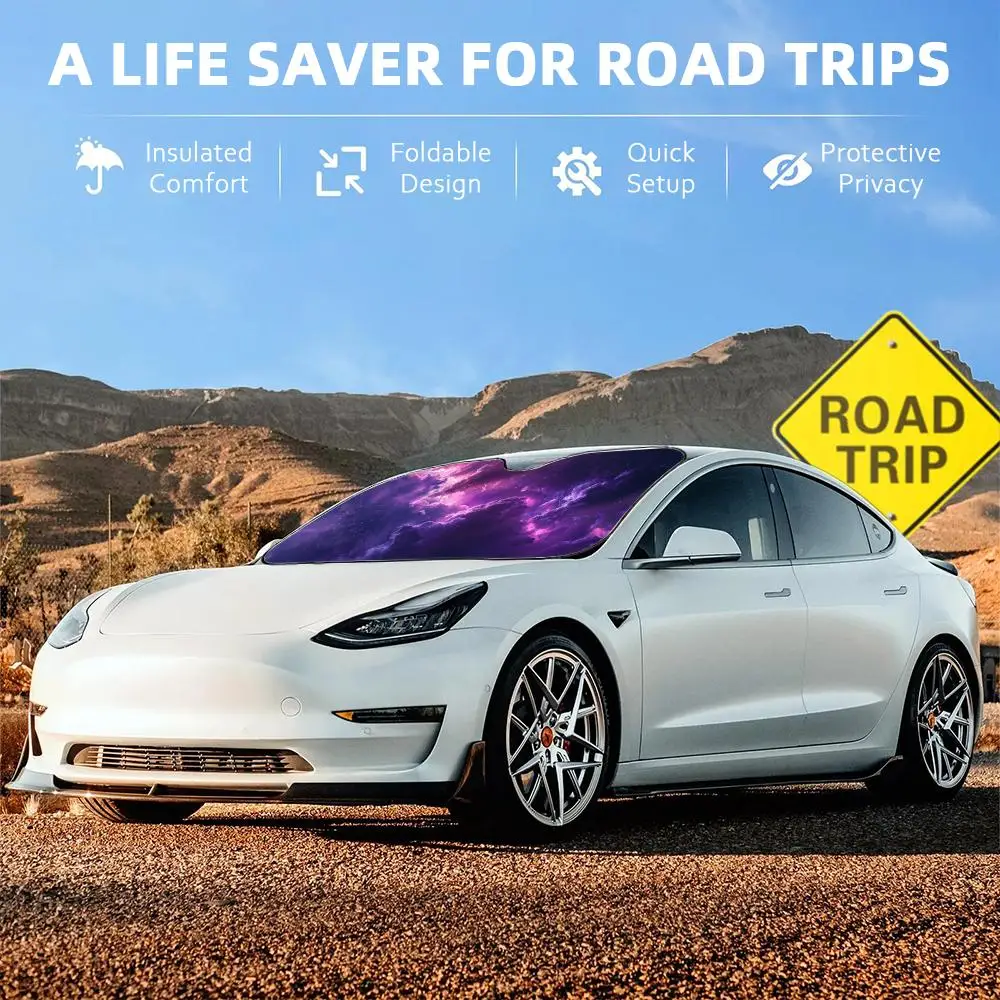 Purple Galaxy Sun Visor Car Windshield Sun Shade UV Protection Heat Insulation Cover Universal  Sun Protector