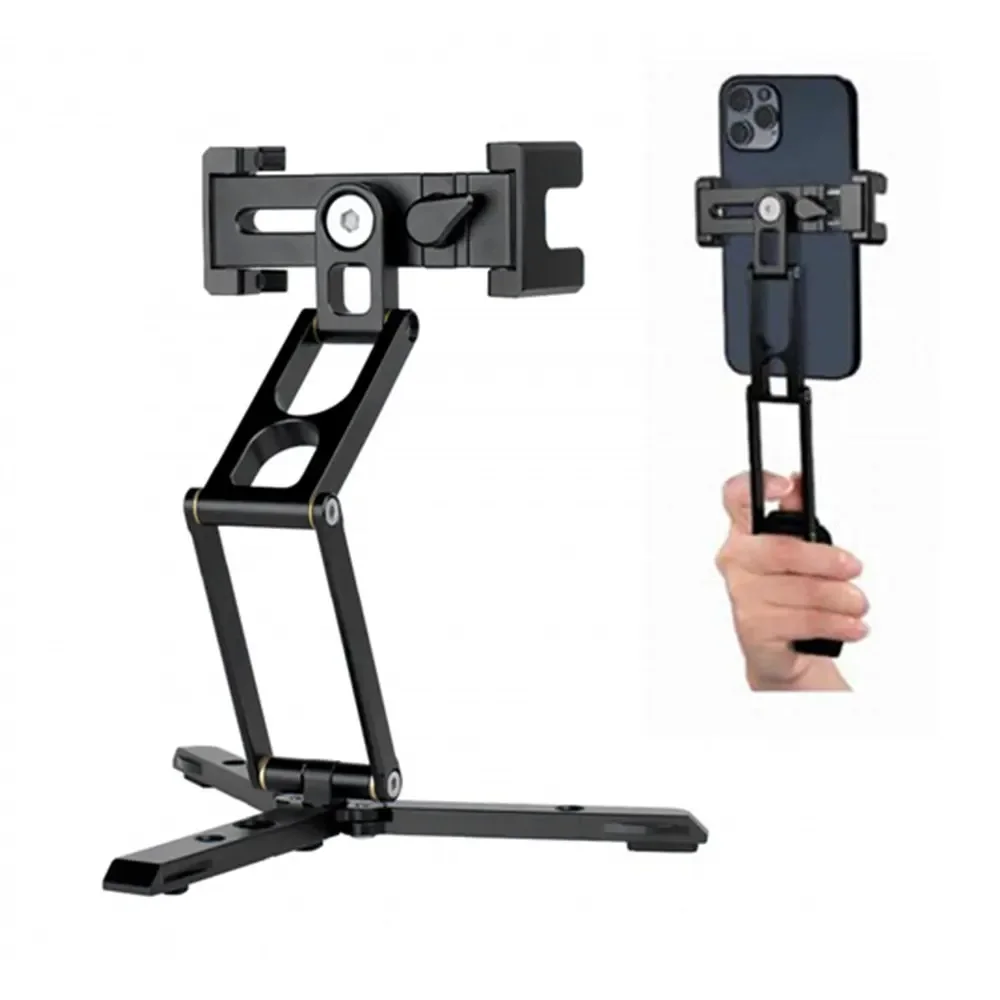 ثلاثي قابلة للطي قبضة الهاتف جبل سبائك الألومنيوم ترايبود محول ث/حذاء بارد سطح المكتب/هجين محمول لمدونات الفيديو والبثات