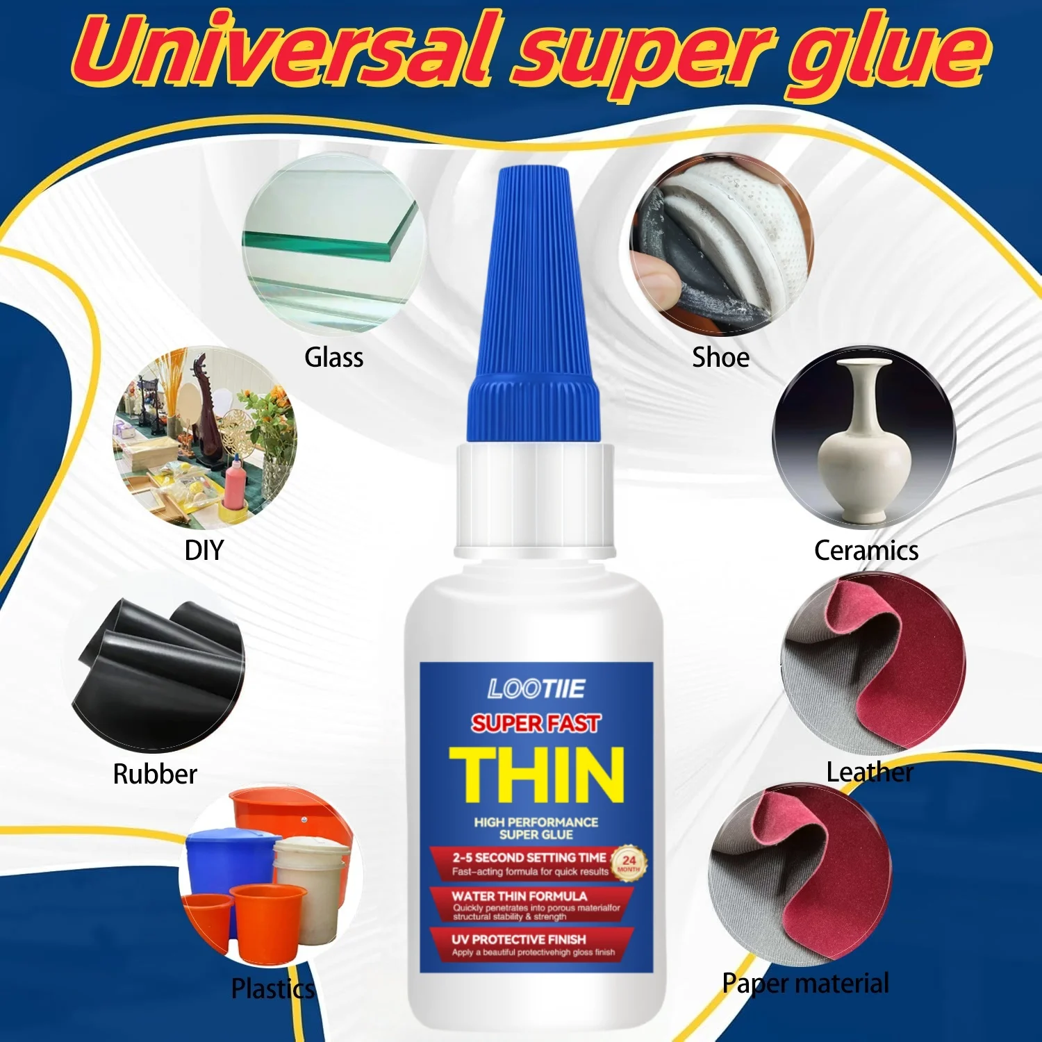 กาวซุปเปอร์อเนกประสงค์ 50 กรัม (1.76 ออนซ์) - กาวแข็งแรงโปร่งใสสําหรับพลาสติก ไม้ โลหะ งานฝีมือและการซ่อมแซม พันธบัตรทันที ฟา
