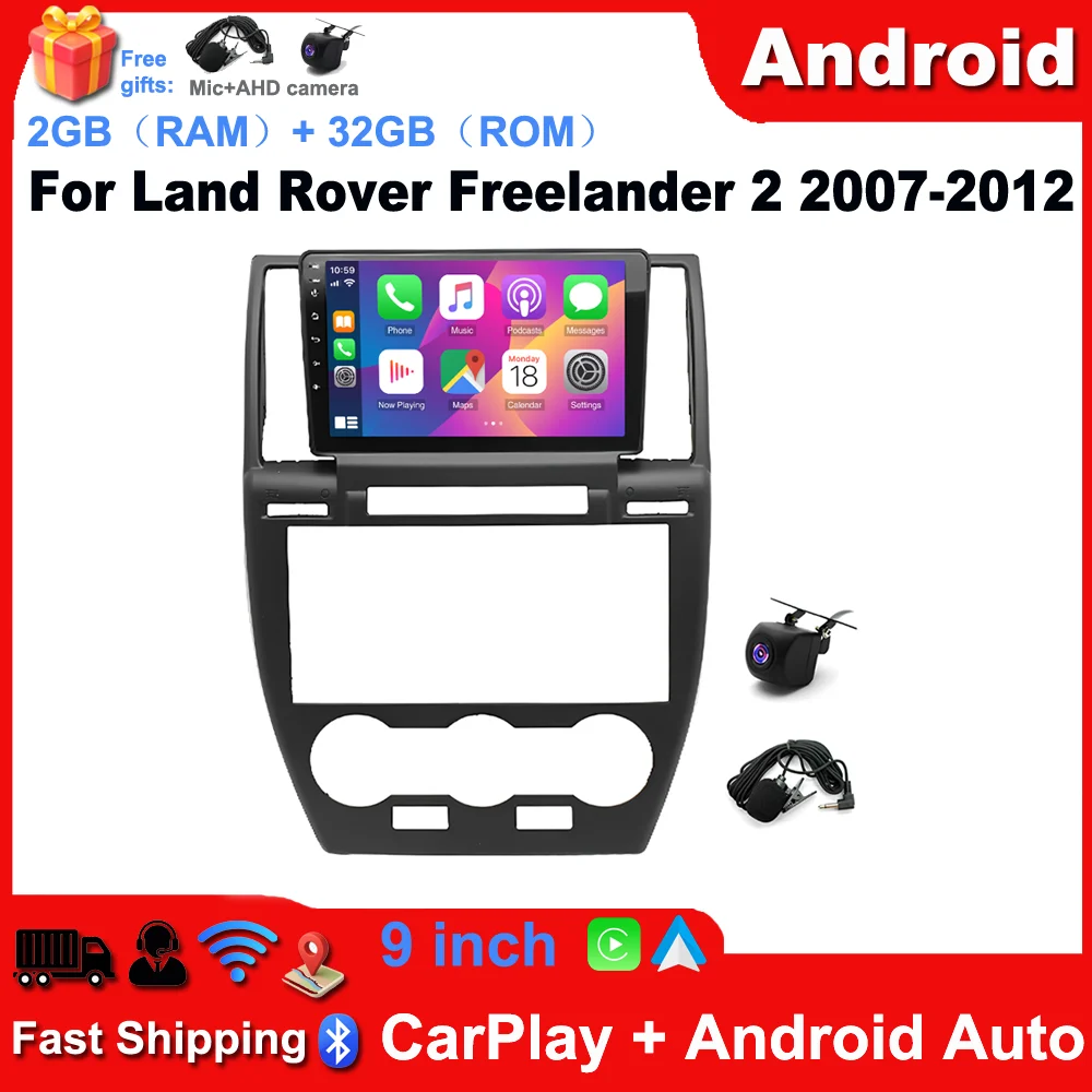 9 Inch Android 13 Car Radio For Land Rover Freelander 2 2006 - 2012 Carplay Auto DSP Multimedia 2 Din BT Video Player Stereo 2+32G
