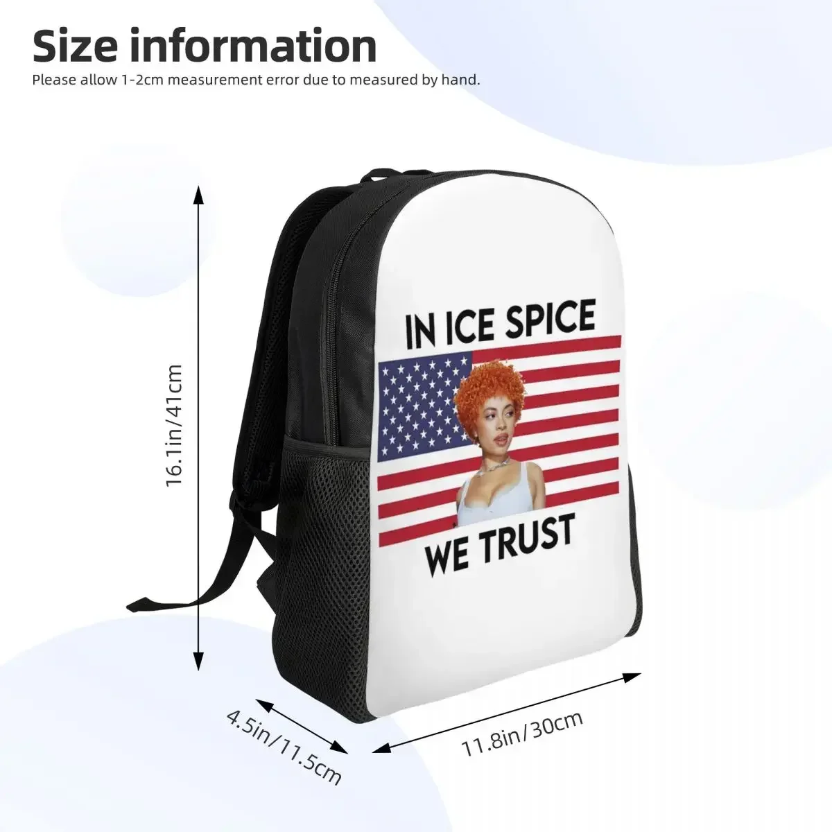 Custom In Ice Spice We Trust Flag Backpacks for Boys Girls School College Travel Bags Men Women Bookbag Fits 15 Inch Laptop