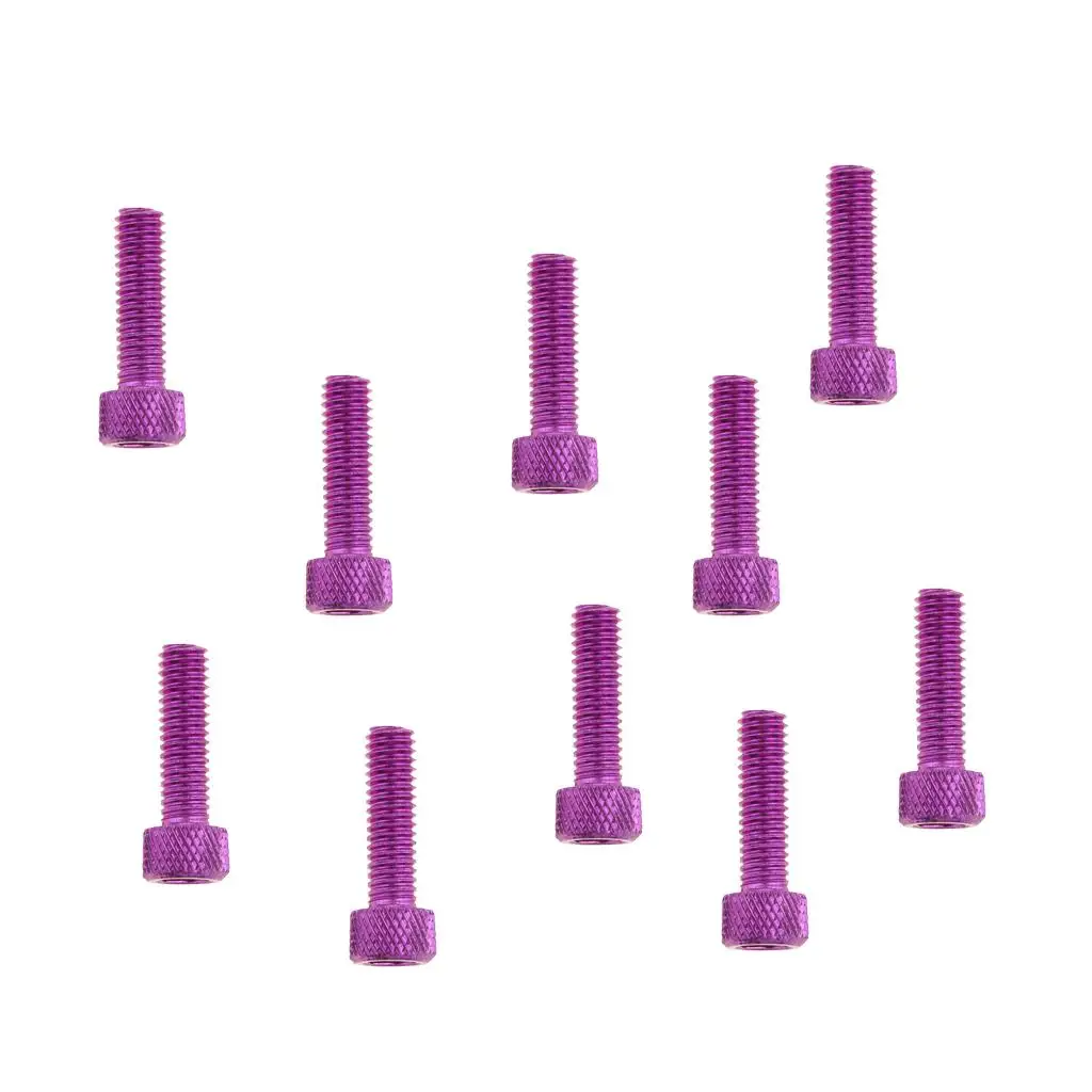 10pcs Hex Socket Head Screw Bolt Aluminum Purple M6 x 20mm