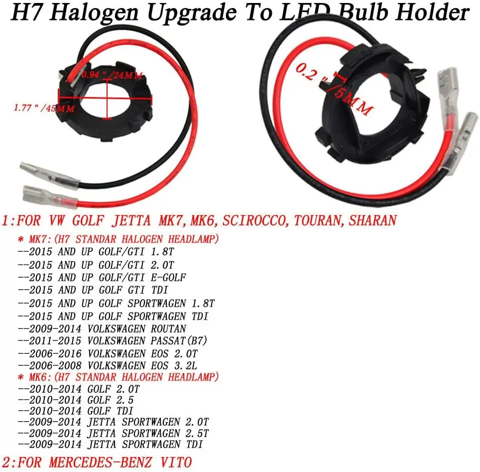 LED LIGHTING H7 LED Adapter Headlight Bulb Holder Retainer Clip fit for VW Golf MK6 MK7 Jetta view 2