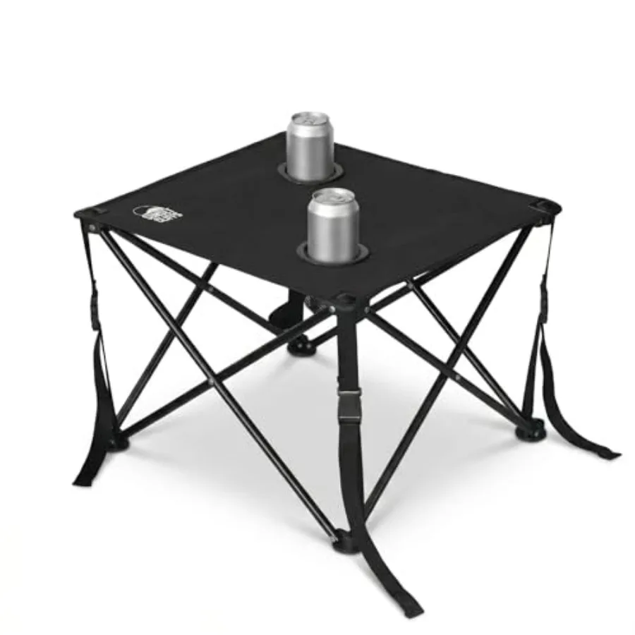 Portable Beach Table with 2 Cup Holders and Carry Bag Lightweight Folding Camping Side Table 19" x 19" Compact Outdoor Table fo