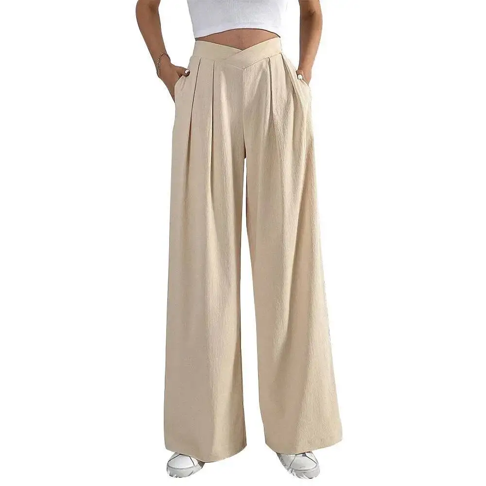 Casual Pants 2025 Autumn Winter New Women's Trousers Office Style Pleated Casual Wide Leg Pants Loose Long Trousers