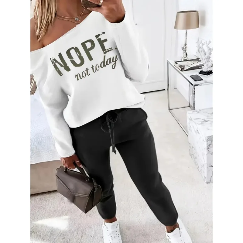 

Two Piece Set of Letter Printed Pants T-shirt - Comfortable and Stylish Fabric, Personalized and Comfortable To Wear