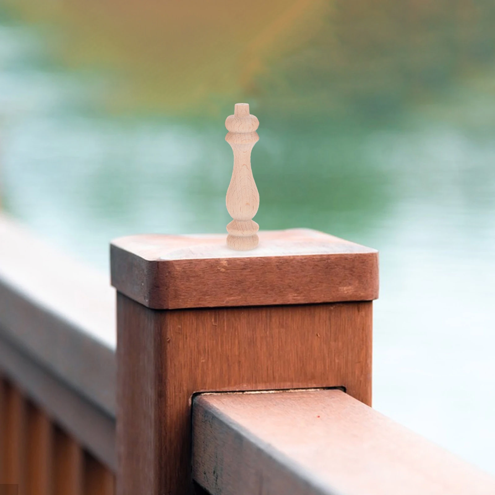 

10 pcs Wooden Craft Shapes Miniature Staircase Parts Balusters Railing Decoration Roman Column Solid Wood Stair