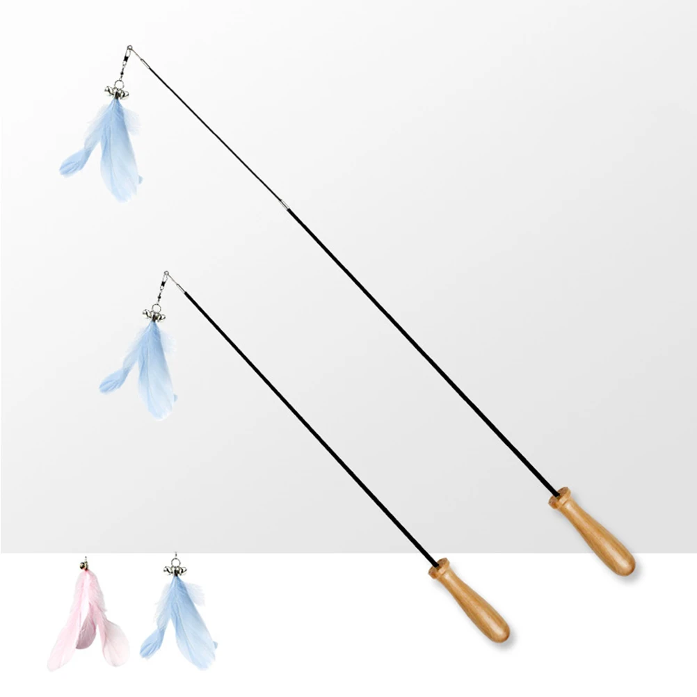 

2pcs Cat Teaser Stick Cat For Kitten Interactive Hanging Durable Rope Adjustable Height Play Teasing Stick For Cats Blue