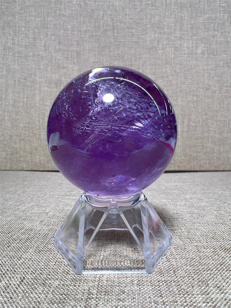 

Natural Amethyst Sphere With Rain Bow Free Form Carving Reiki Healing Stone Home Decoration Exquisite Gift