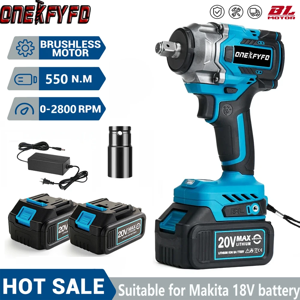 Brushless Electric Impact Wrench 550N.M Torque For Trucks 1/2\