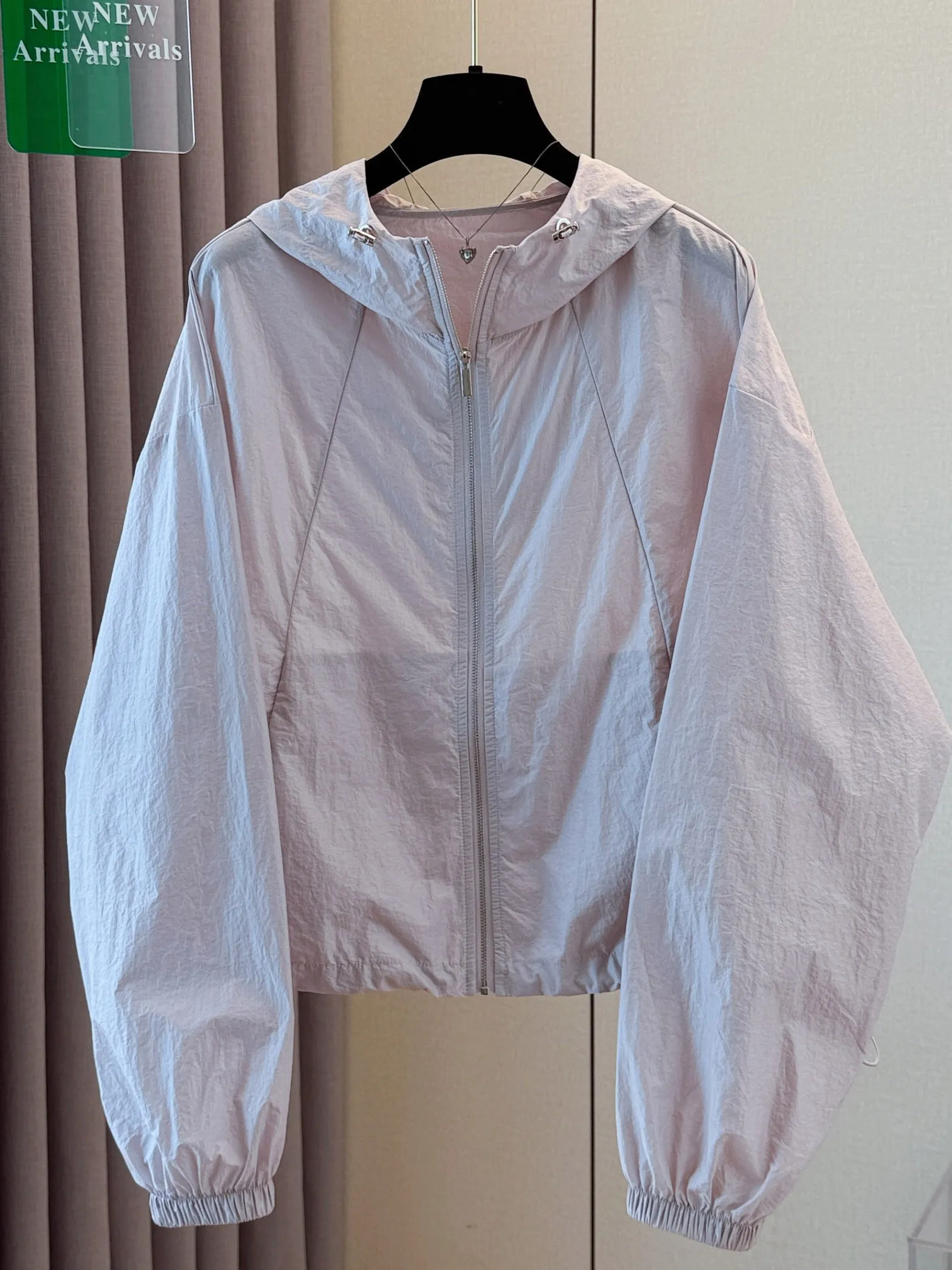 

Candy Colored Women's Light Weight Open Cardigan UV Protection Outerwear Purple Summer Hat Included Short Sleeve Zipper Design
