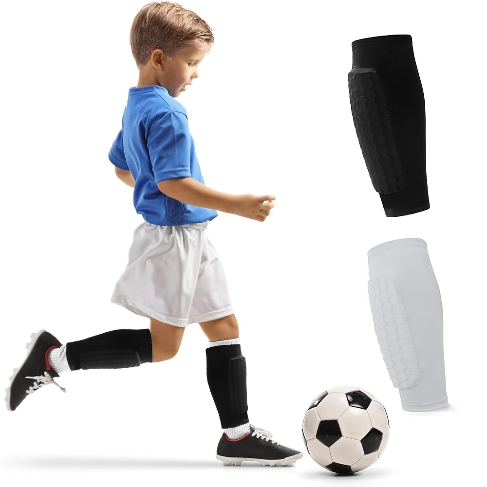 1 Stück Fußball-Schienbeinschoner, Schienbeinschützer, Wadenkompressionsmanschette mit Wabenpolsterung, Schützende Fußball-Schienbeinpolster