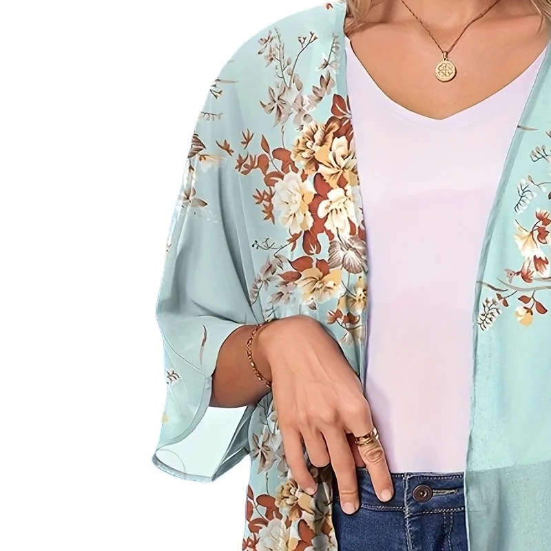 Summer Long Flowy Kimono Cover Up Tops Kimono Cardigan Coat Outwear Blouse Bohemian Bikini Hawaii Chiffon Shirt Beach Party